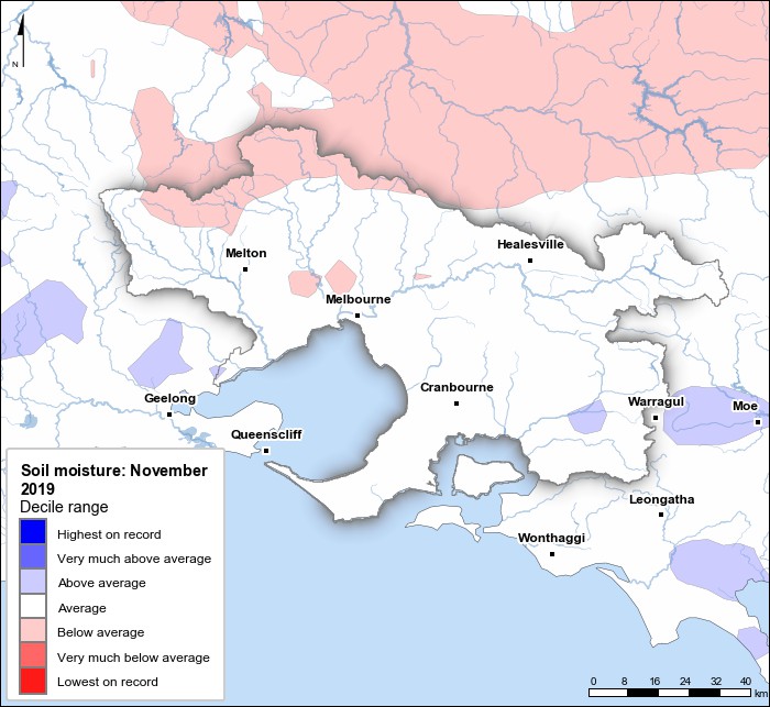 Soil moisture deciles: November 2019