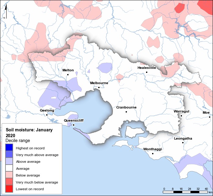 Soil moisture deciles: January 2020