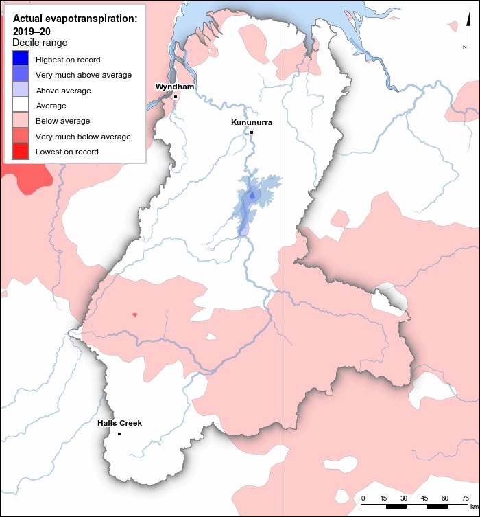 Actual evapotranspiration deciles: July 2019–June 2020