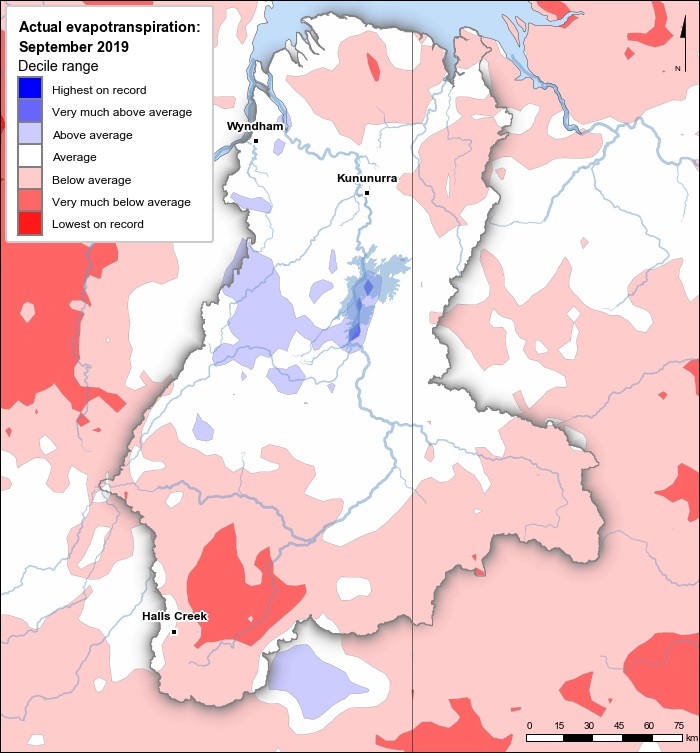 Actual evapotranspiration deciles: September 2019