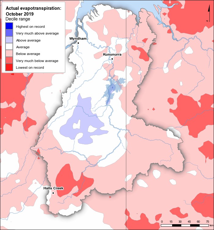 Actual evapotranspiration deciles: October 2019