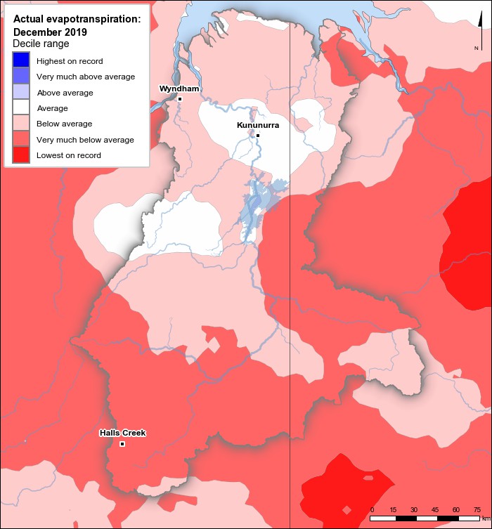 Actual evapotranspiration deciles: December 2019