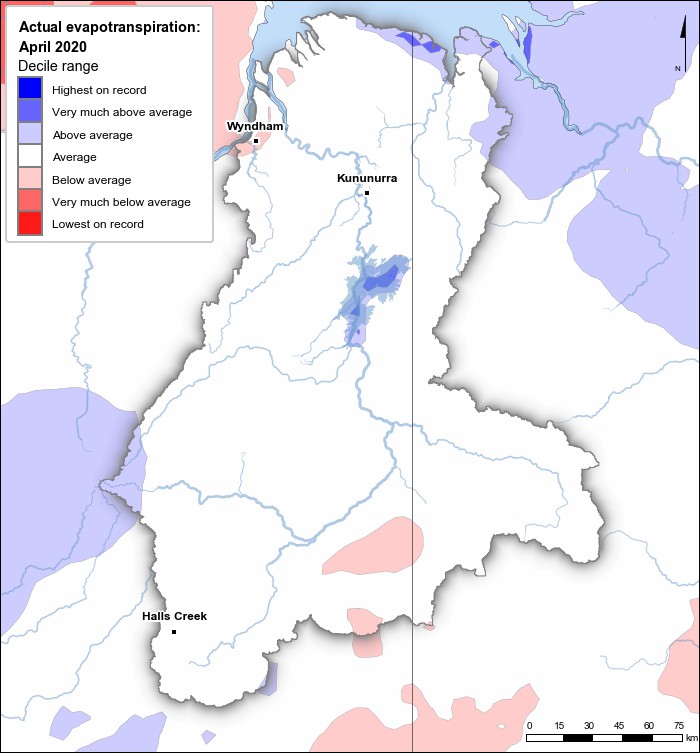 Actual evapotranspiration deciles: April 2020