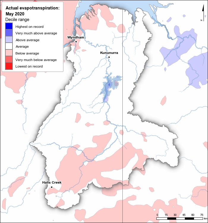 Actual evapotranspiration deciles: May 2020