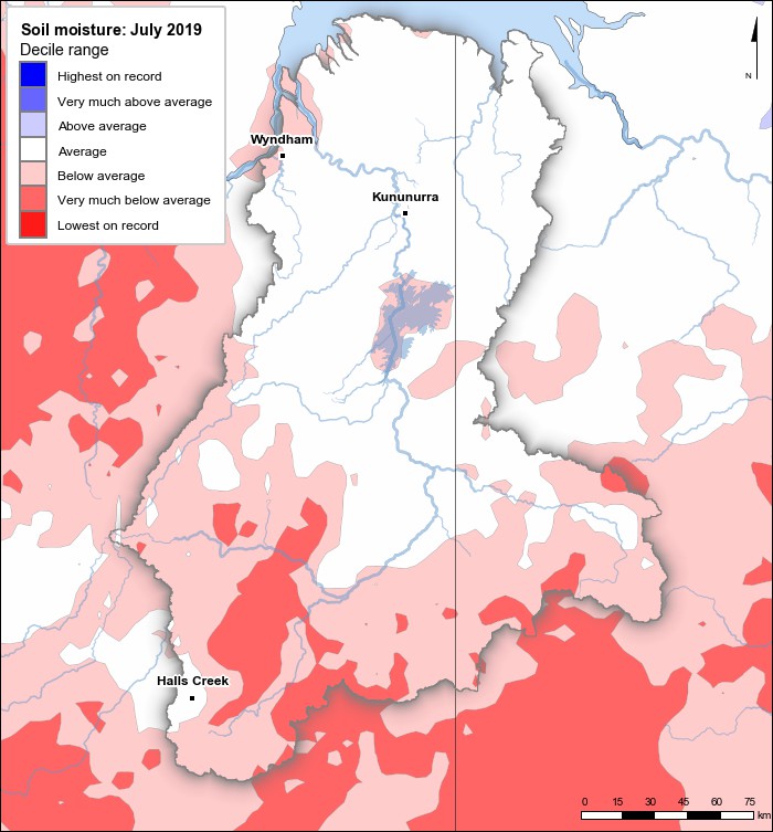 Soil moisture deciles: July 2019