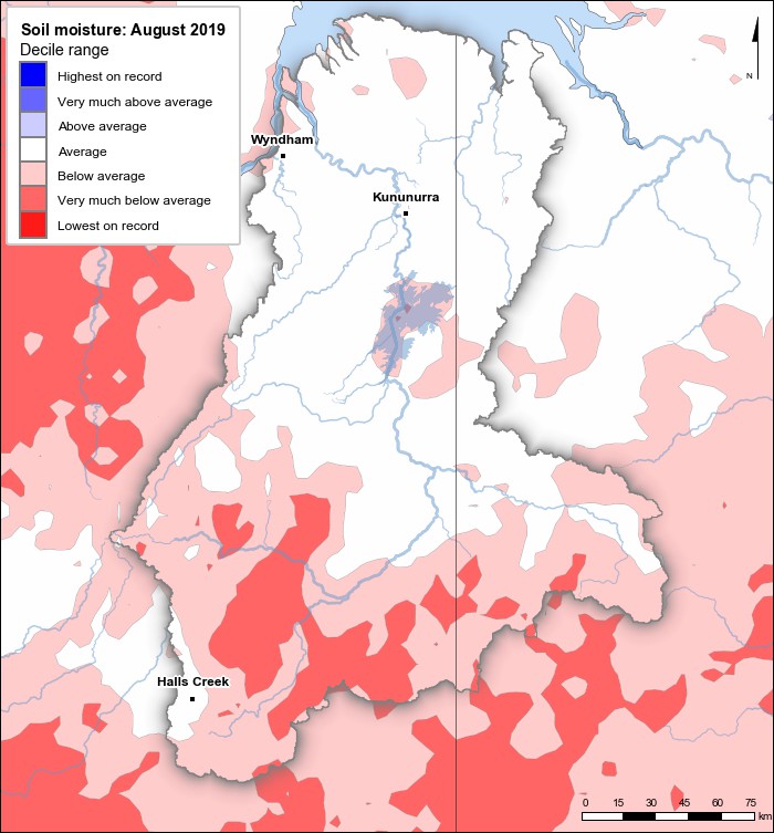 Soil moisture deciles: August 2019