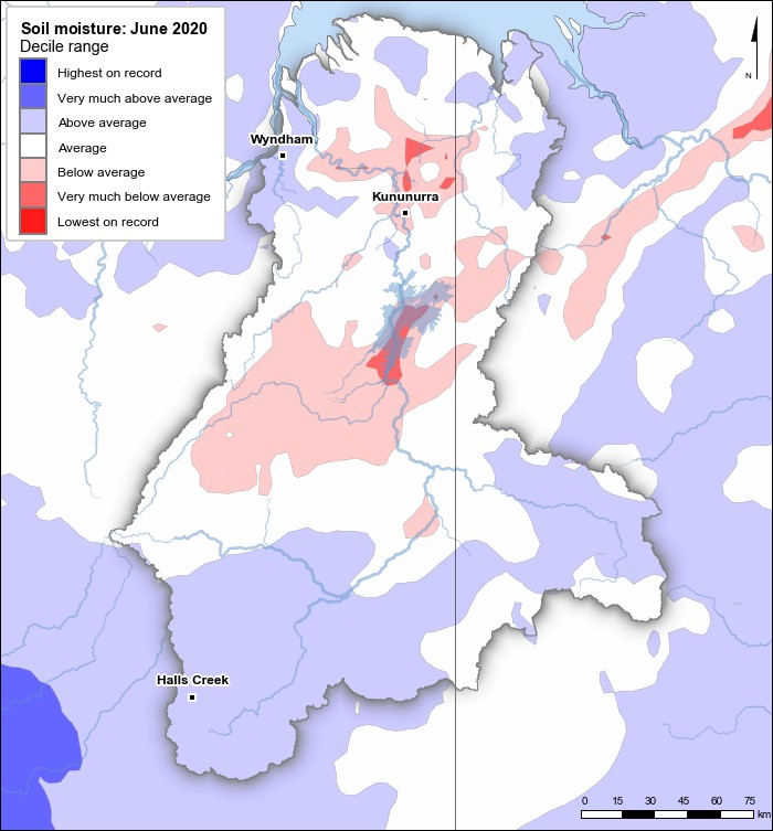 Soil moisture deciles: June 2020