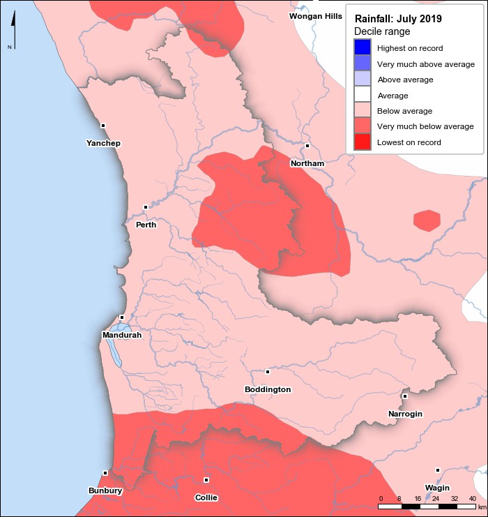 Rainfall deciles: July 2019