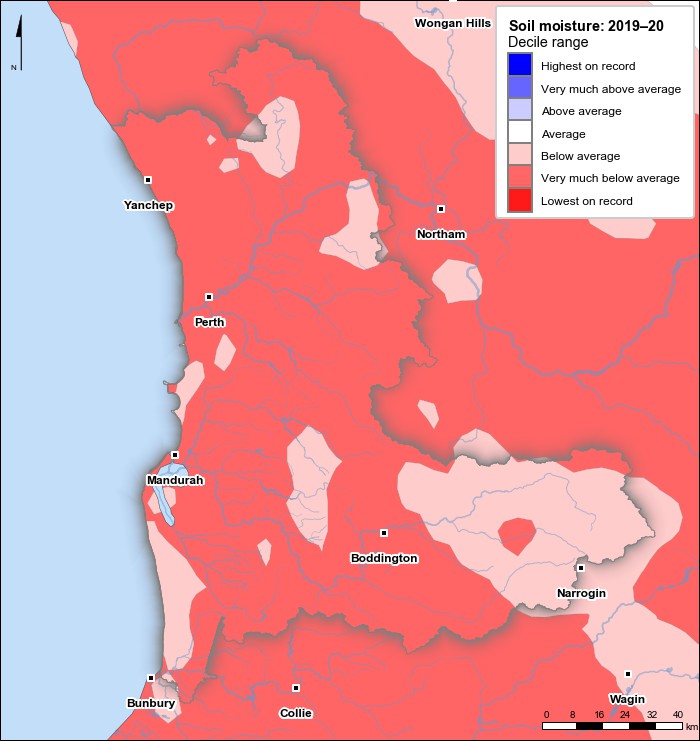 Soil moisture deciles: July 2019–June 2020