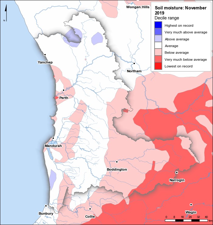 Soil moisture deciles: November 2019