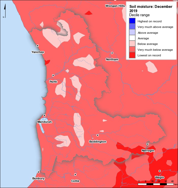 Soil moisture deciles: December 2019