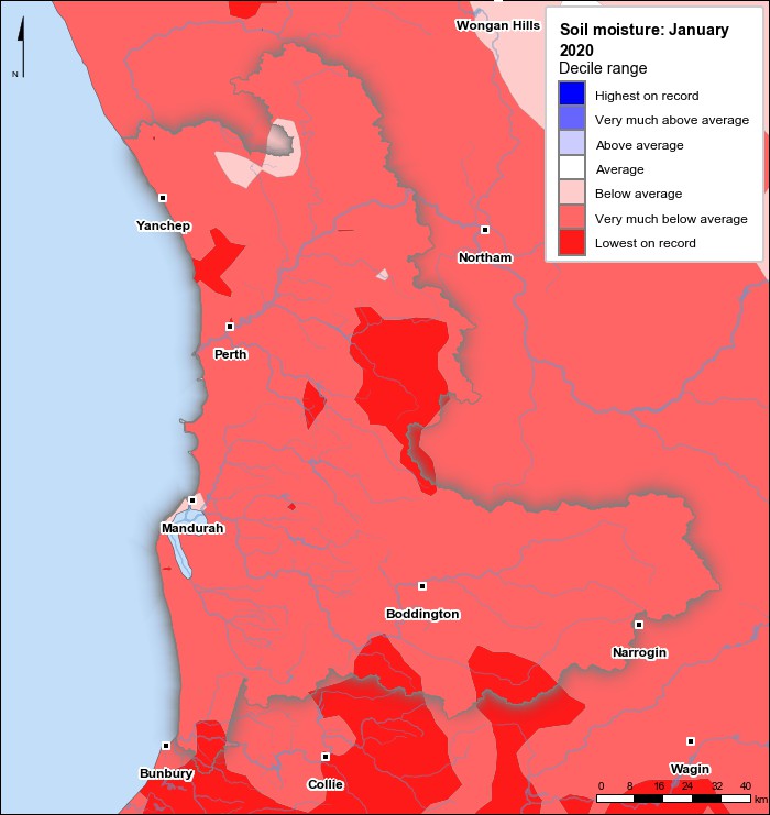 Soil moisture deciles: January 2020