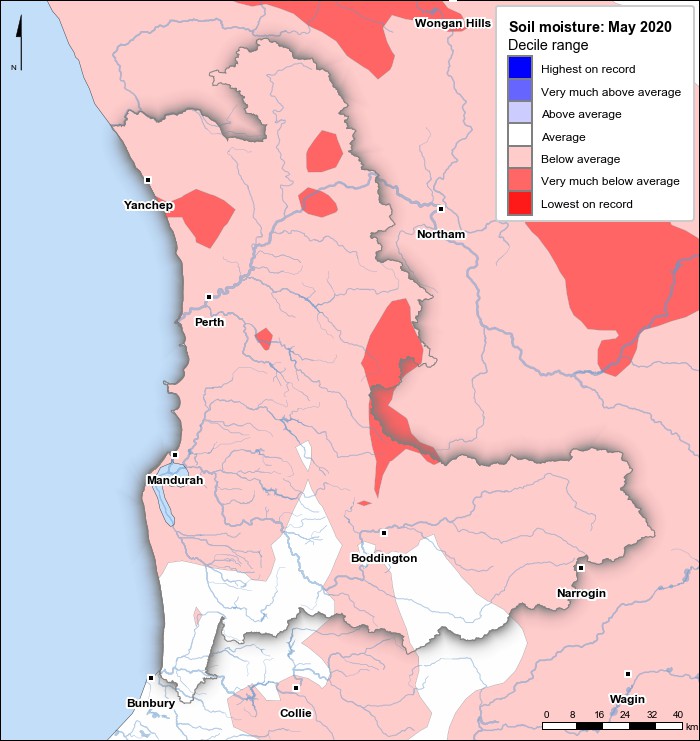 Soil moisture deciles: May 2020
