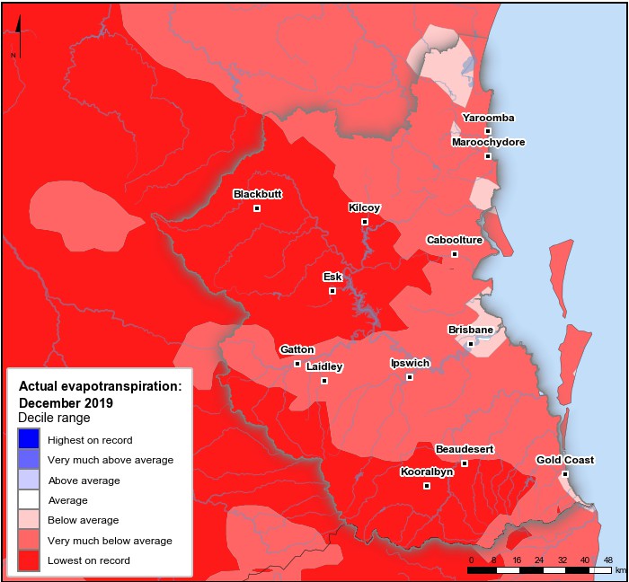 Actual evapotranspiration deciles: December 2019