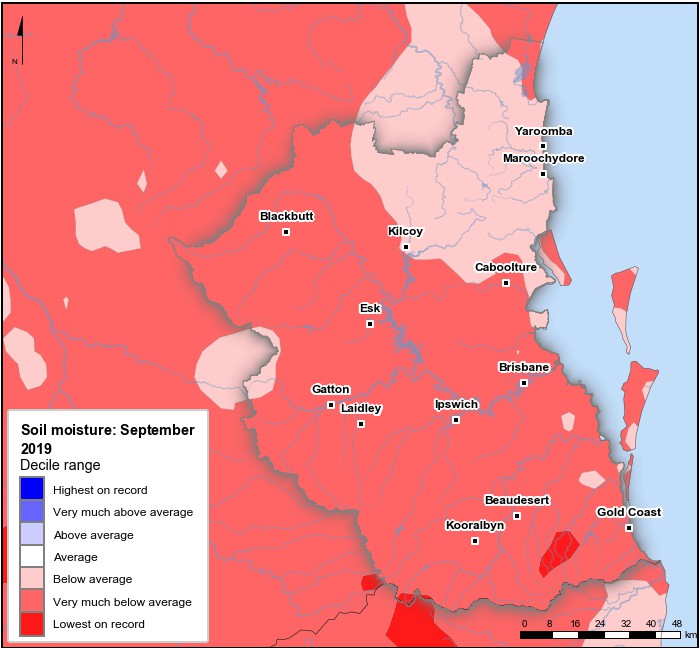 Soil moisture deciles: September 2019