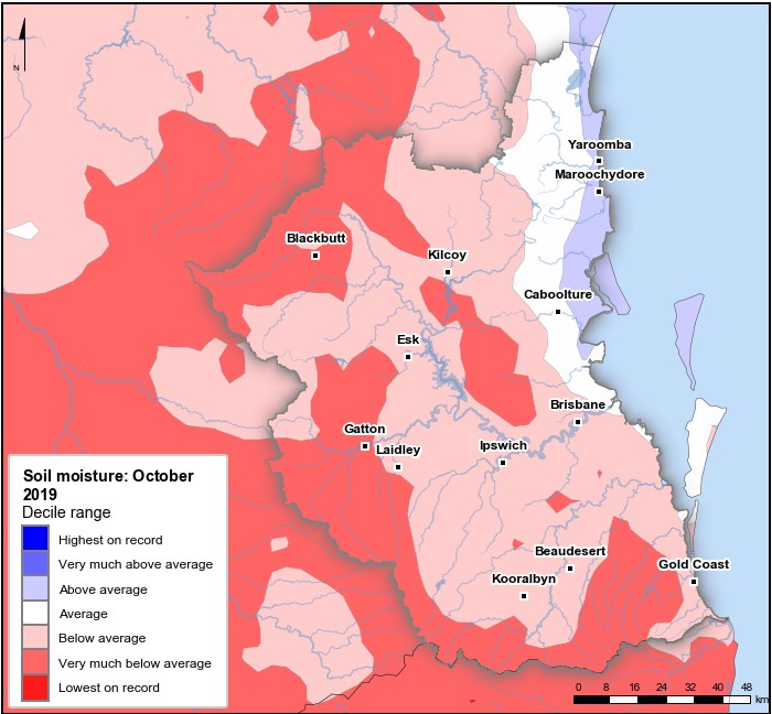 Soil moisture deciles: October 2019