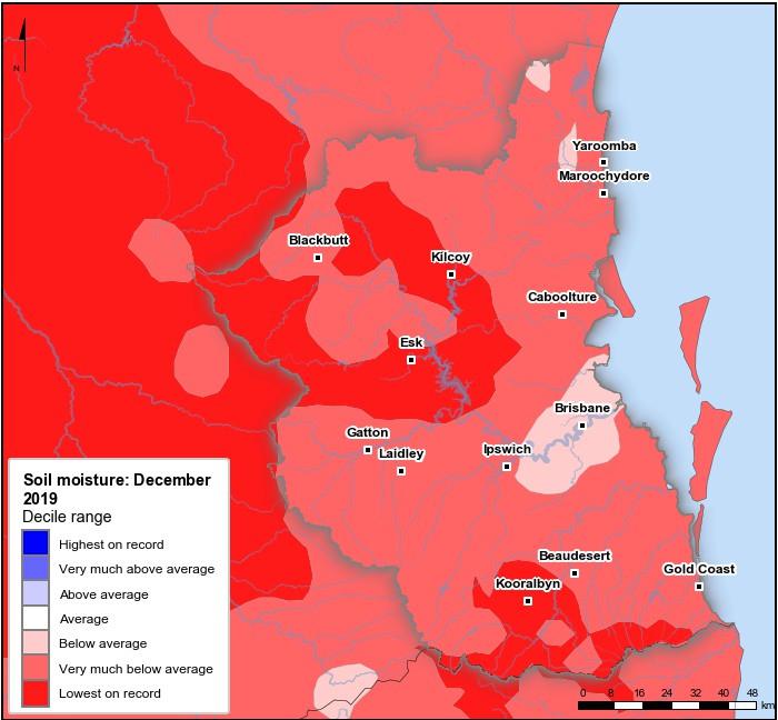 Soil moisture deciles: December 2019