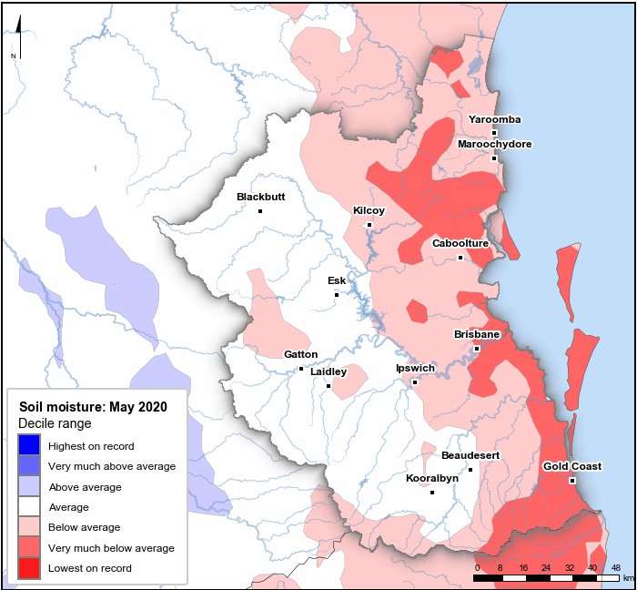Soil moisture deciles: May 2020