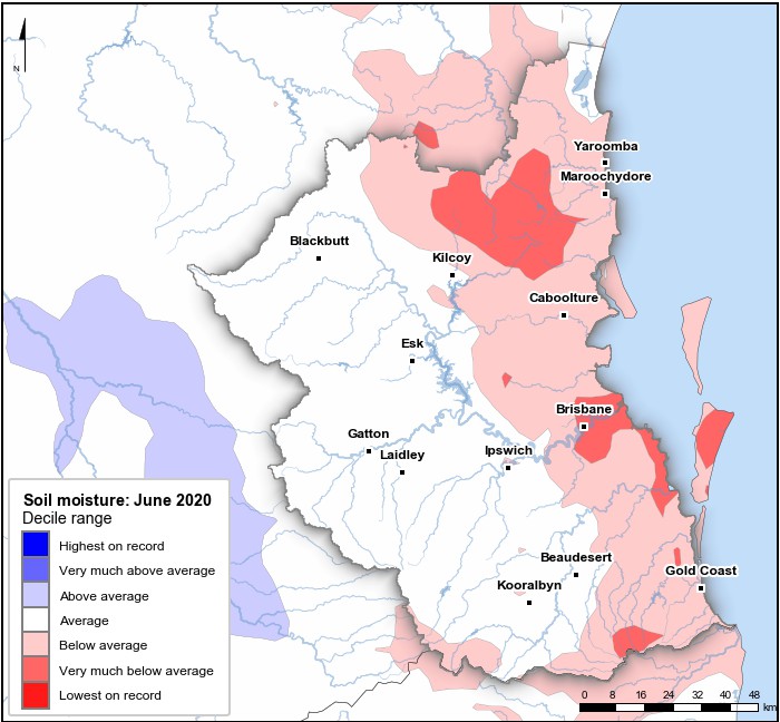 Soil moisture deciles: June 2020
