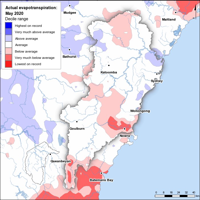 Actual evapotranspiration deciles: May 2020