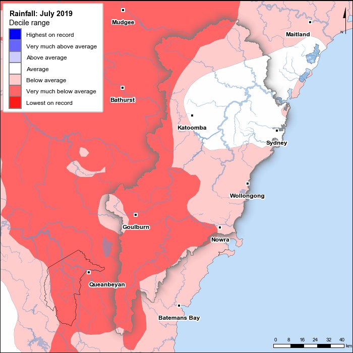 Rainfall deciles: July 2019