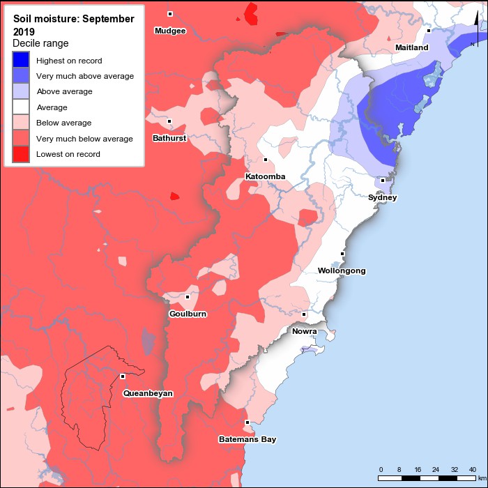 Soil moisture deciles: September 2019