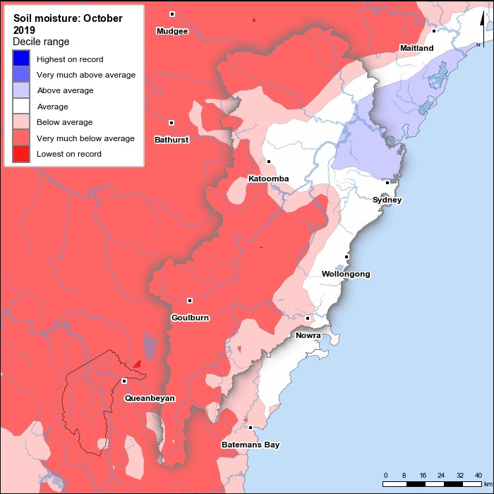 Soil moisture deciles: October 2019