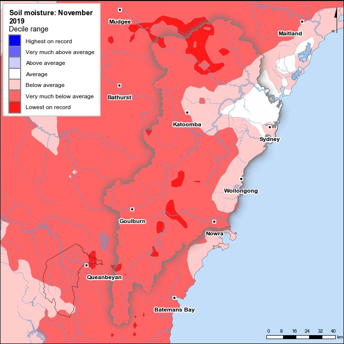 Soil moisture deciles: November 2019