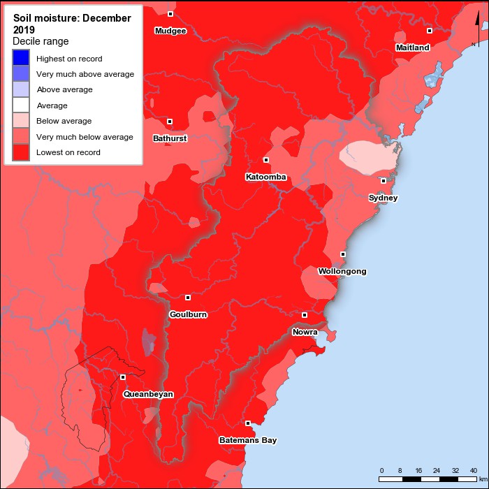 Soil moisture deciles: December 2019