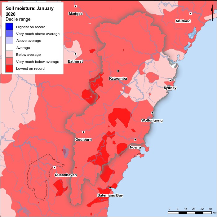 Soil moisture deciles: January 2020