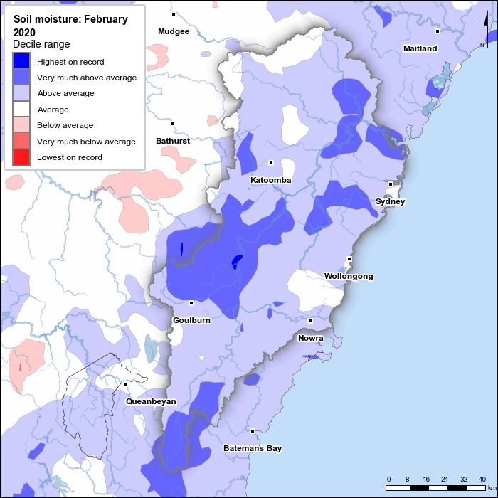 Soil moisture deciles: February 2020