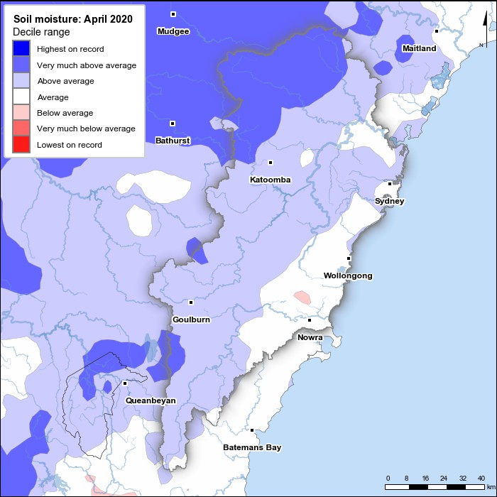 Soil moisture deciles: April 2020