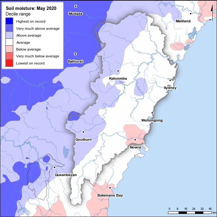 Soil moisture deciles: May 2020