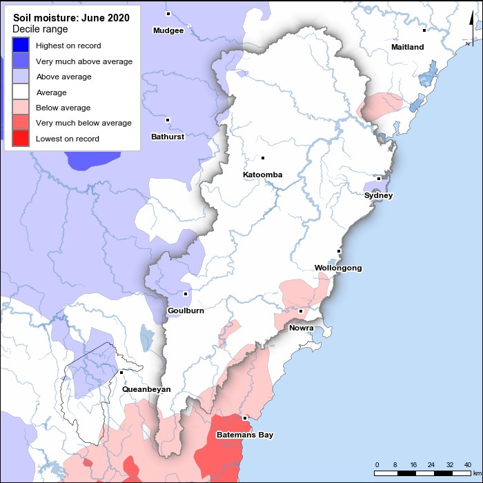 Soil moisture deciles: June 2020