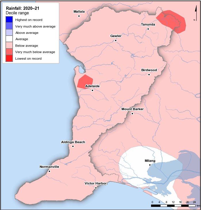 Rainfall deciles: July 2020–June 2021