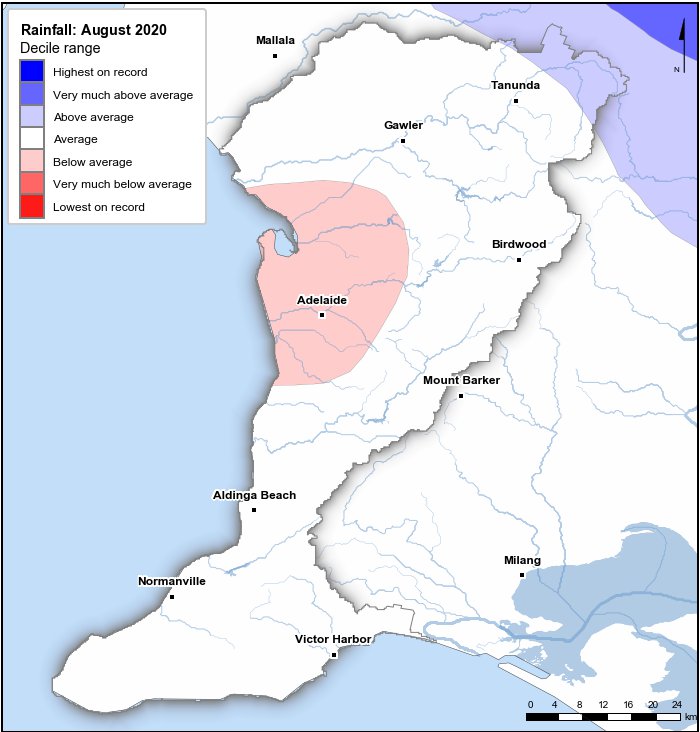 Rainfall deciles: August 2020