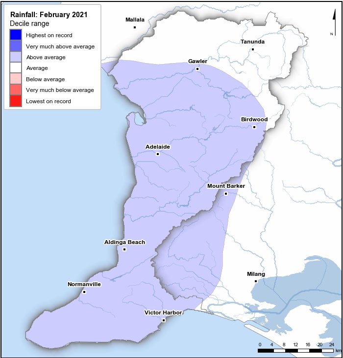 Rainfall deciles: February 2021