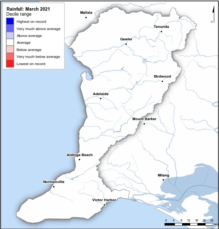 Rainfall deciles: March 2021