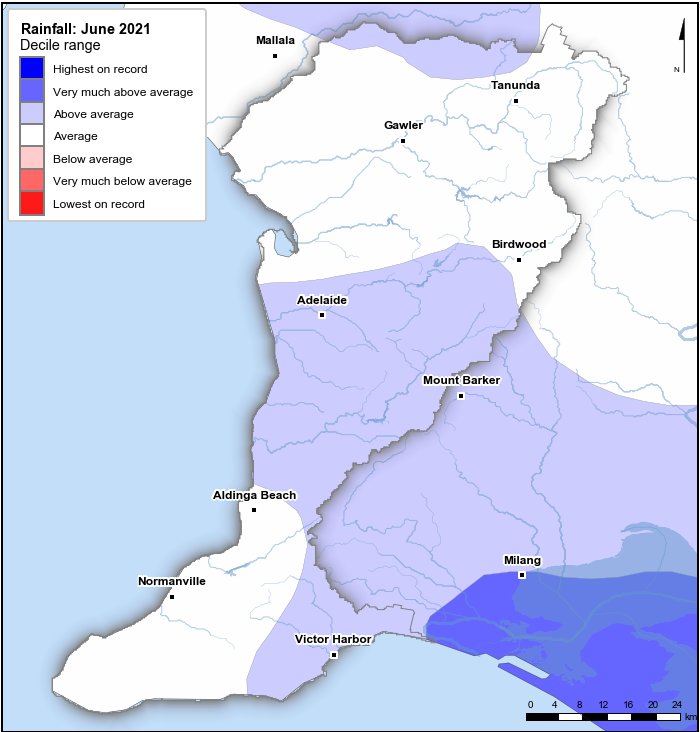 Rainfall deciles: June 2021