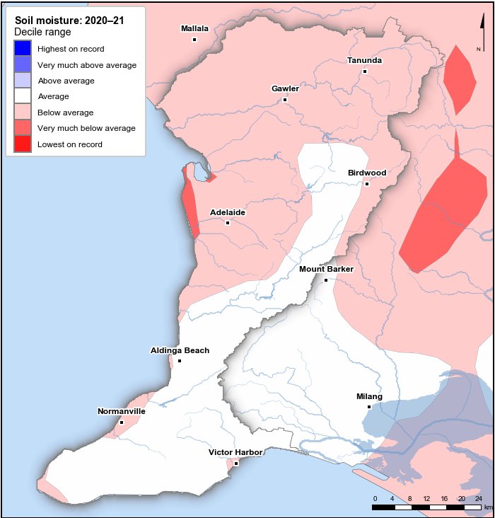 Soil moisture deciles: July 2020–June 2021
