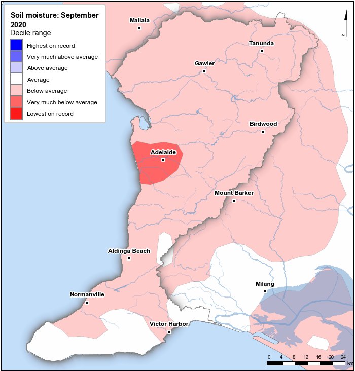 Soil moisture deciles: September 2020