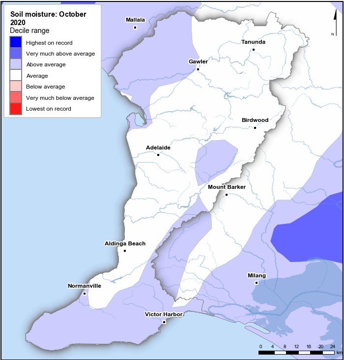 Soil moisture deciles: October 2020