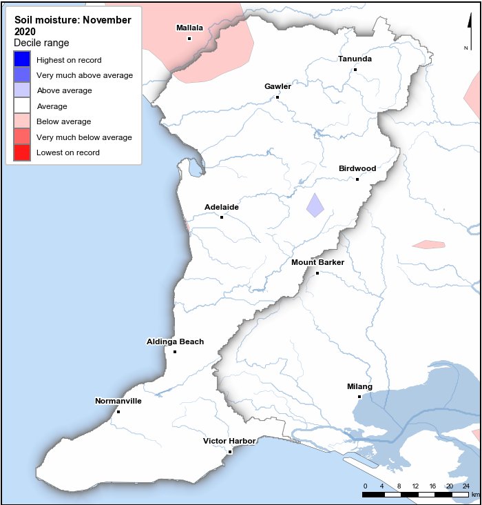 Soil moisture deciles: November 2020