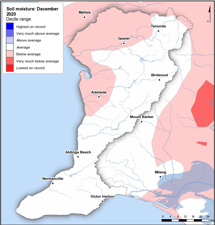 Soil moisture deciles: December 2020