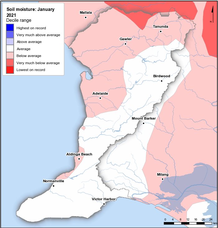 Soil moisture deciles: January 2021