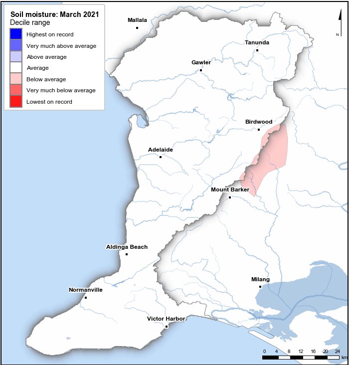 Soil moisture deciles: March 2021
