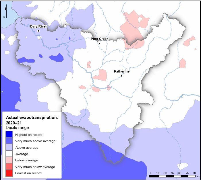 Actual evapotranspiration deciles: July 2020–June 2021