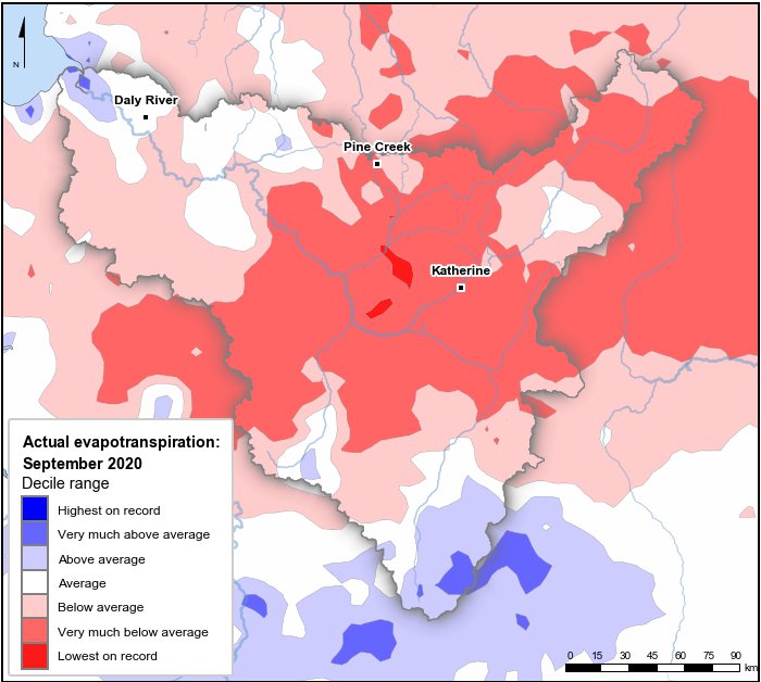 Actual evapotranspiration deciles: September 2020
