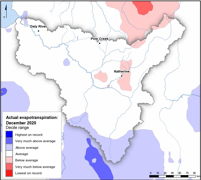 Actual evapotranspiration deciles: December 2020