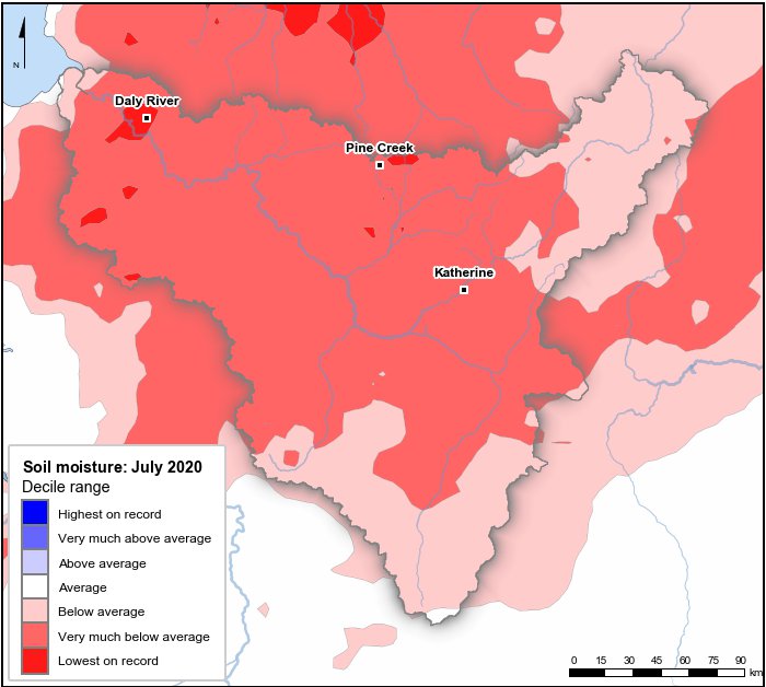 Soil moisture deciles: July 2020